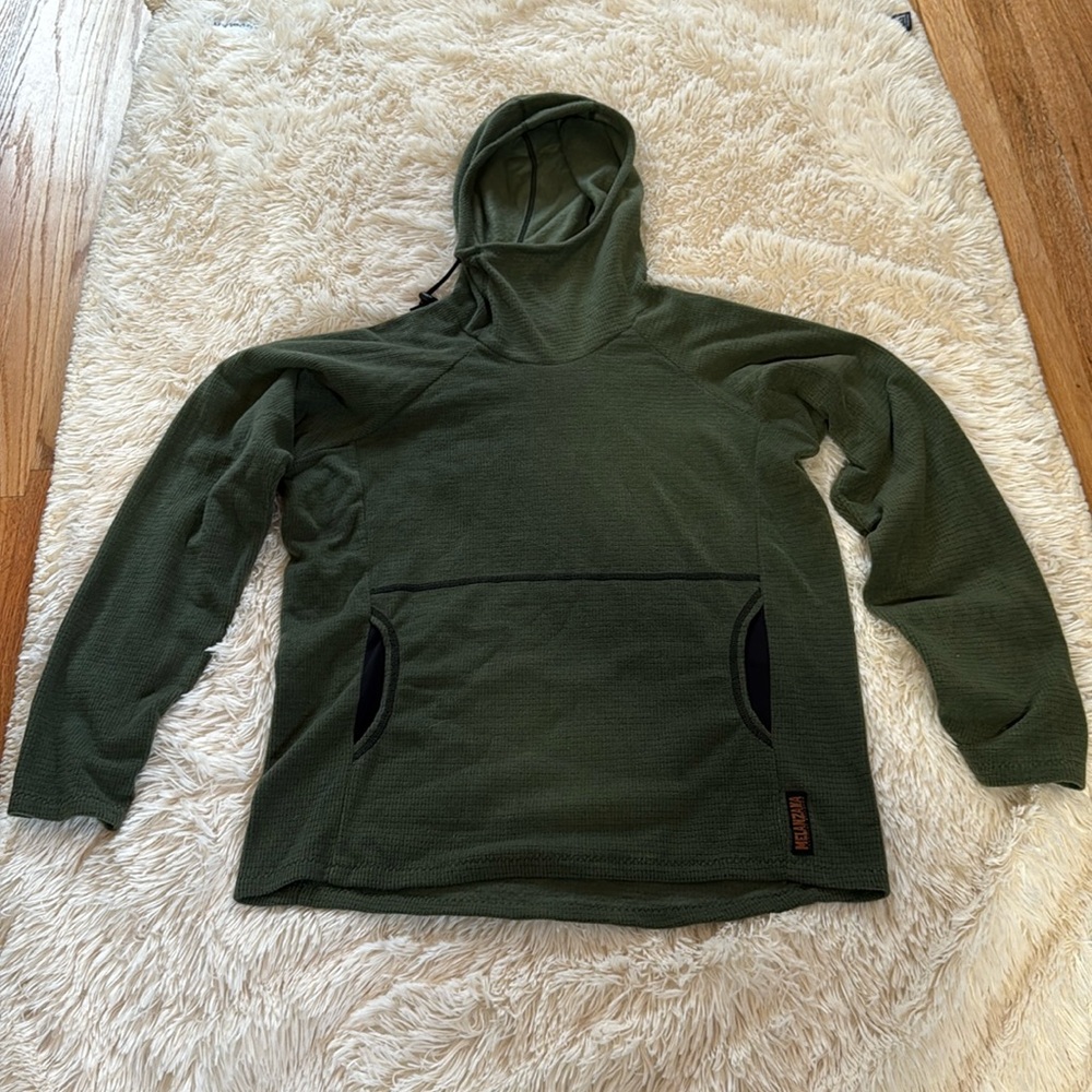 Melanzana micro-grid fleece hoodie - sage - medium